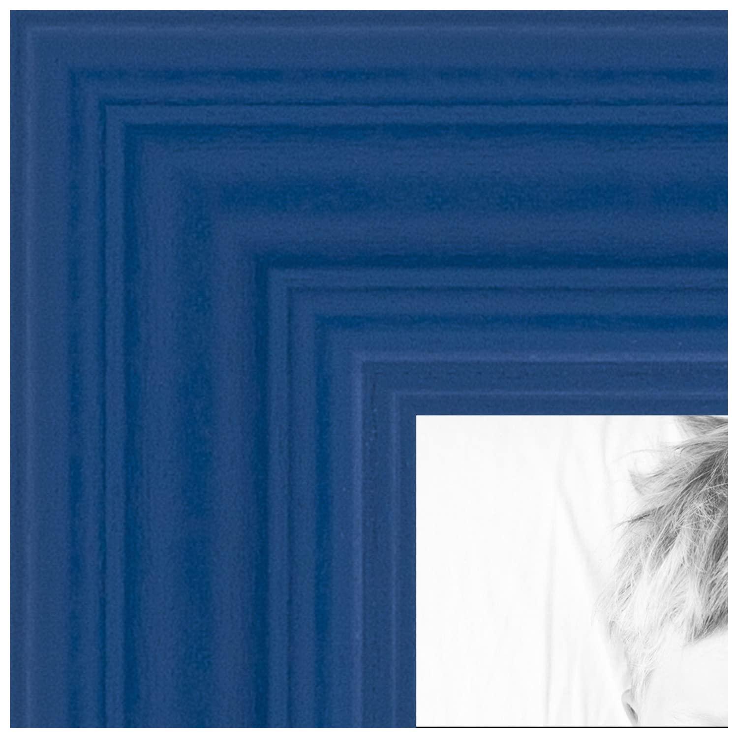 ArtToFrames ArtToFrames 12x24 Inch Blue Picture Frame, 5 - Pack, This 1.00 inch Custom Wood Poster Frame is Blue, Comes with Economy Acrylic (Frame_Pack_5_0066-60823-YBLU-12x24)