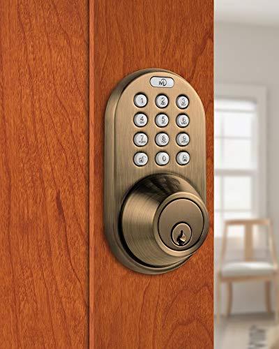 MiLocks MiLocks TF-02AQ Digital Deadbolt Door Lock with Electronic Keypad for Exterior Doors, Antique Brass