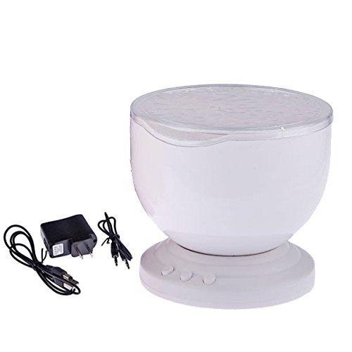 Gideon Soothing & Relaxing Ocean Wave Projector LED Night Light with Built-in Stereo Speakers / (12 LED Bulbs - 8 Colors)