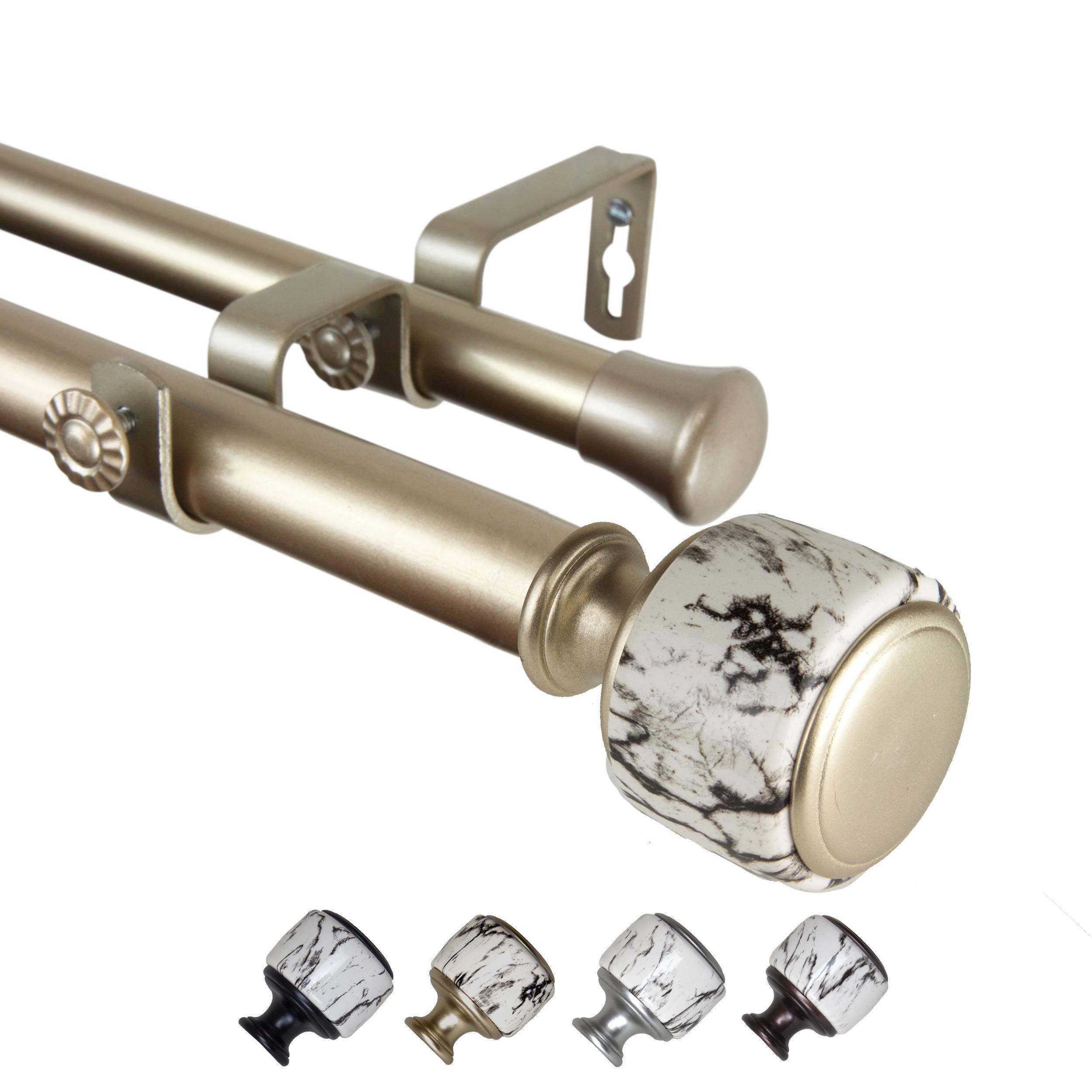 Rod Desyne Rod Desyne AM-100-52-993-D 1" Janice Double Curtain Rod, 120-170 inch, Light Gold