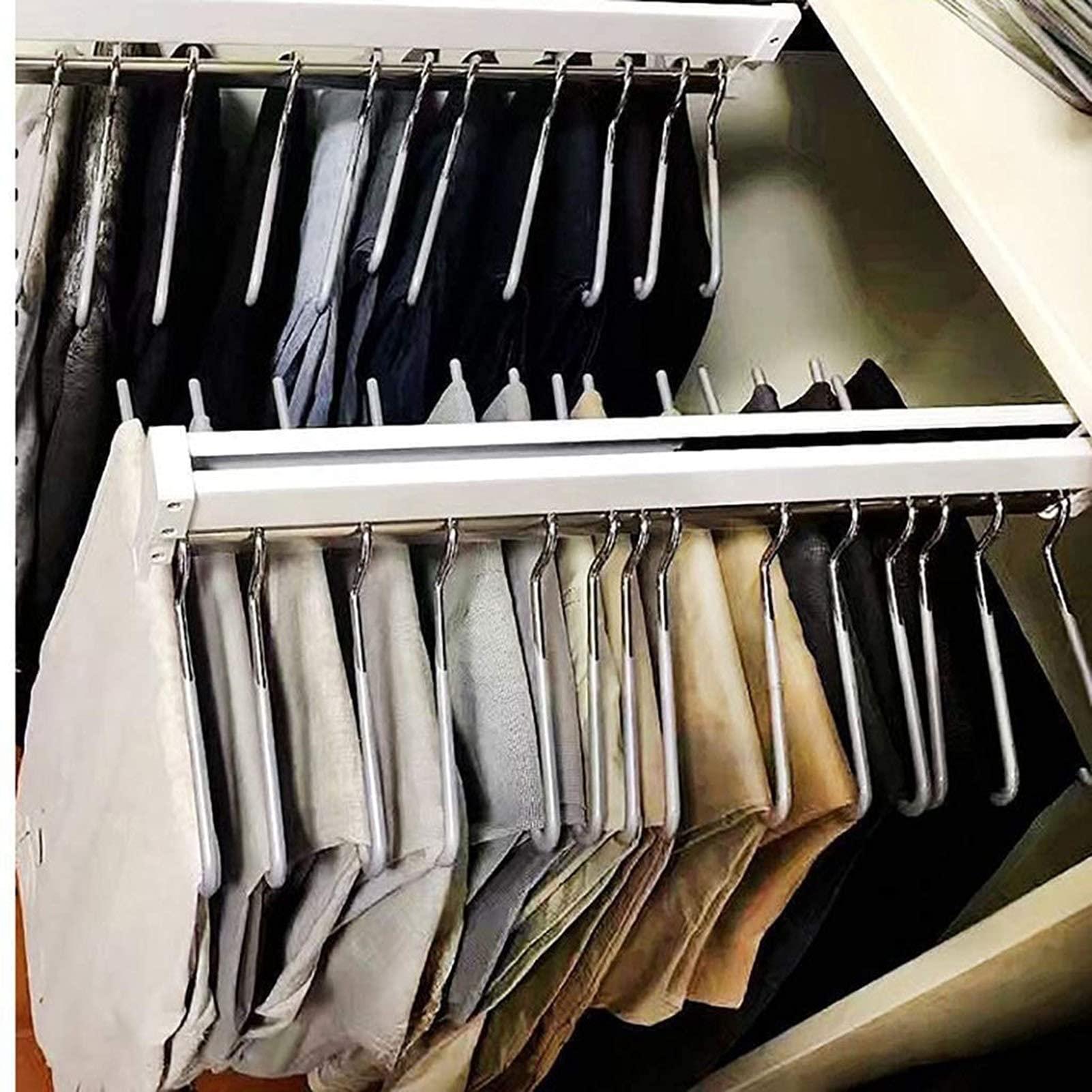 JIAHESHYP Pull Out Clothes Hanger Rail 30-80 cm, Steel Extendable Closet Rod, Mount Wardrobe Hanger Rack, Closet Storage Rack,for Scarfs Jeans Clothes Trousers Towels (Size : 30cm/11.8in)