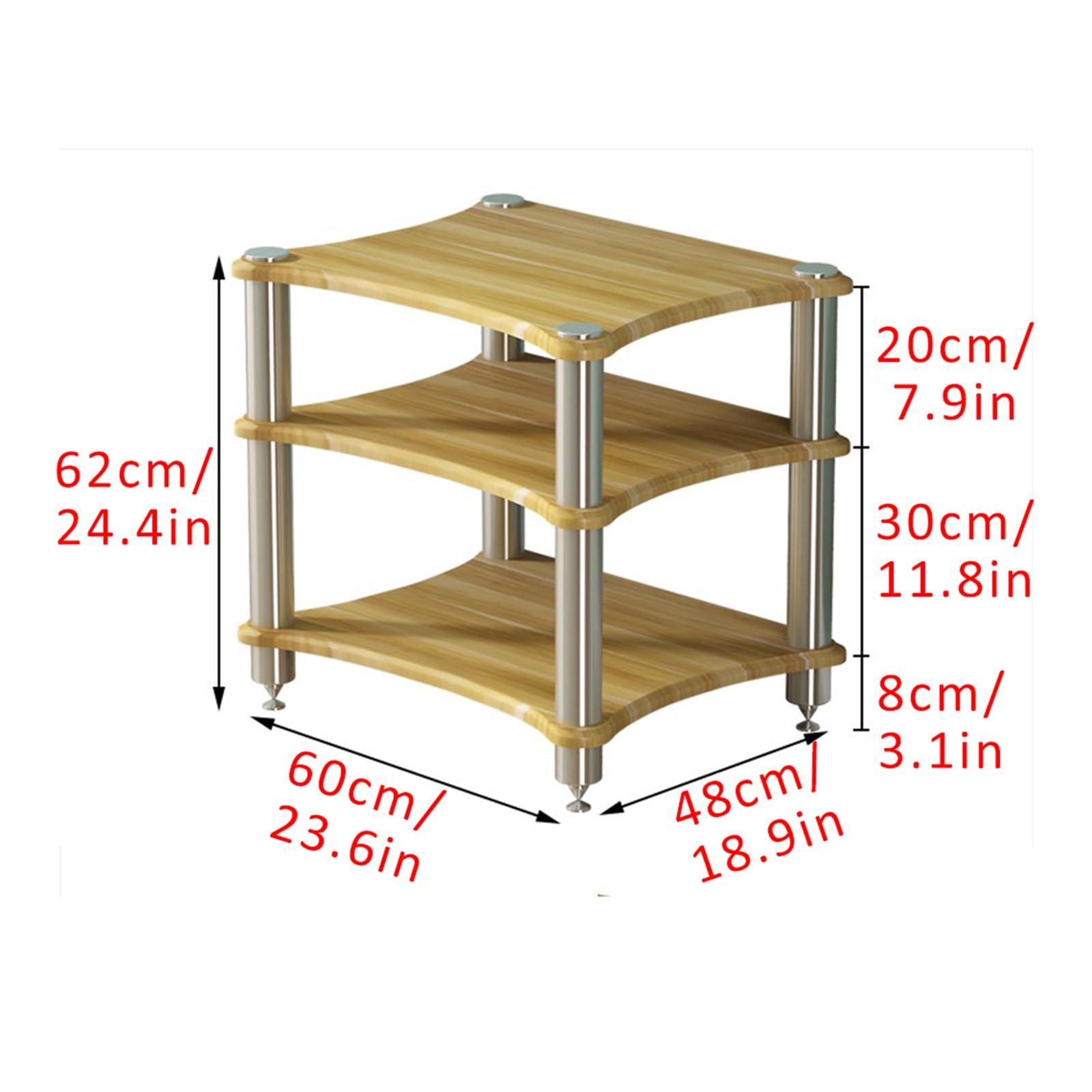 POWRZZZY Audio Rack Av Tower Media Stand Movable 3-Tier Home Stereo Display Record Player Stereo Receiver Tall Heavy Duty Audio-Video Media Stand with Adjustable Shelf for Theater Sound Studio(Light white,60x4