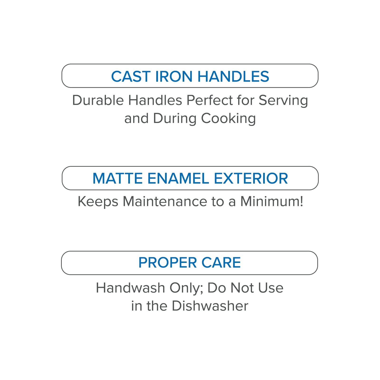 Viking Culinary Viking Culinary Enamel Cast Iron Fry Pan, 10 Inch, Ergonomic Stay-Cool Handle, Chip and Crack Resistant Coating, Grill, Oven Safe, Works on All Cooktops including Induction