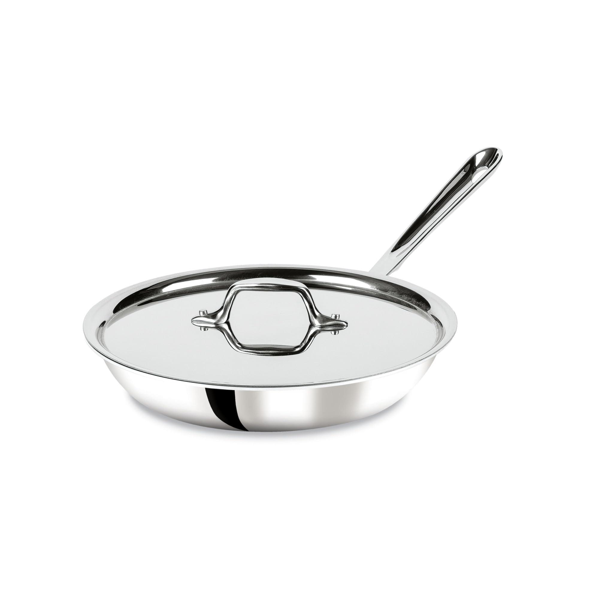 All-Clad All-Clad D3 3-Ply Stainless Steel Fry Pan With Lid 10 Inch, Induction Compatible, Oven Broiler Safe 600F, Fast and Even Heat, Pots and Pans, Cooking Frying Pan, Skillet, Kitchen, Cookware, Silver