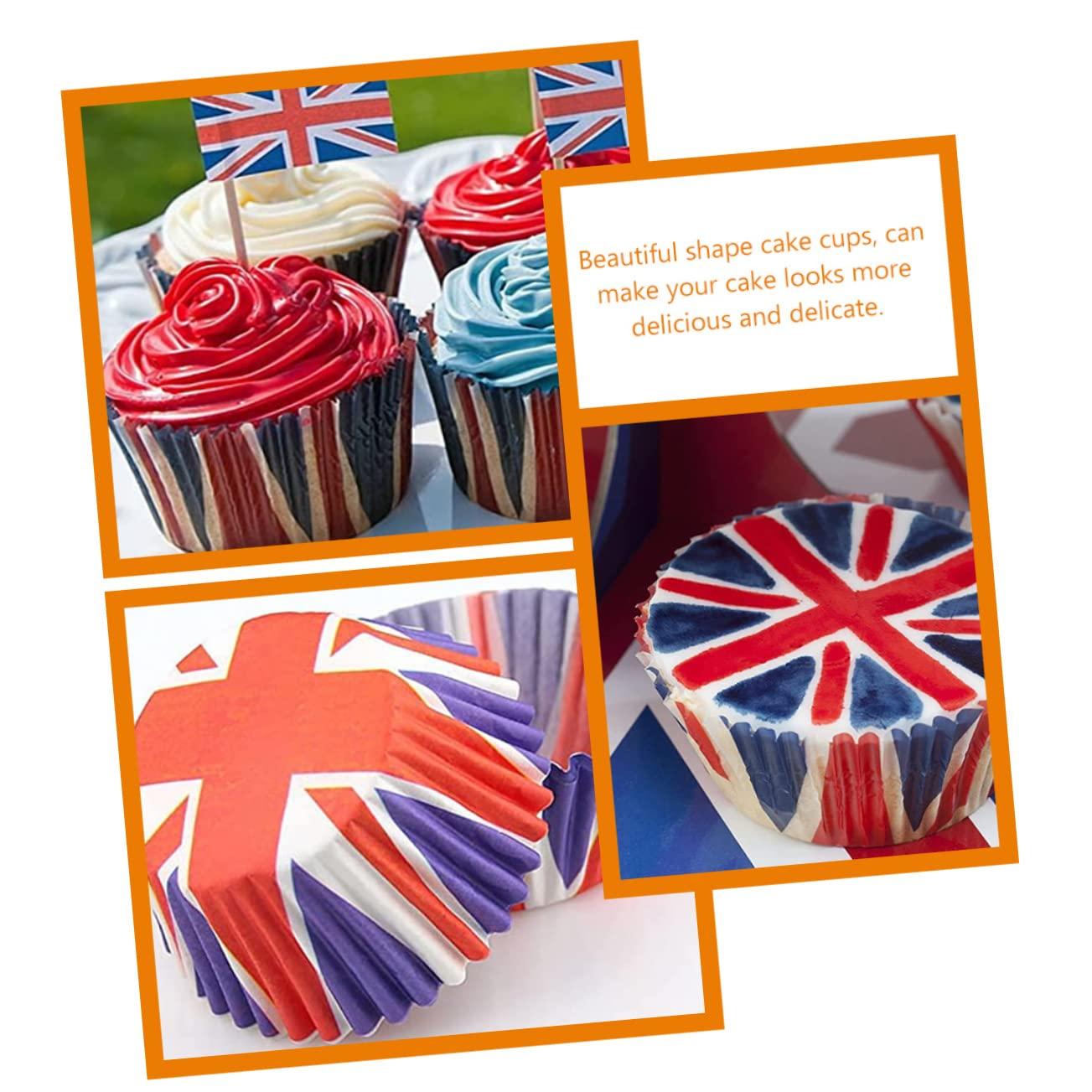 CATIEBYE CATIEBYE Heatproof 200pcs Union Jack Cake Cups British Flag Baking Muffin Cases Paper Liners for Baking Snacking