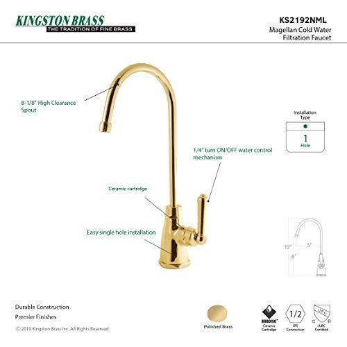 Kingston Brass KINGSTON BRASS KS2192NML Magellan Cold Water Filtration Faucet, Polished Brass