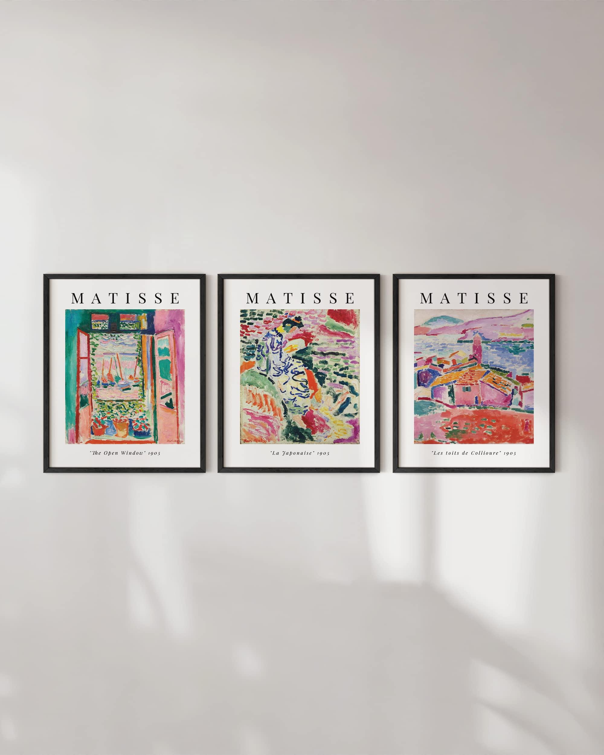 HAUS AND HUES HAUS AND HUES Matisse Wall Art - Set of 3 Artist Prints 3 Piece Wall Art, Henri Matisse Wall Art, Wall Art Set of 3 Mattise Art (Beige Frame, 16x20)