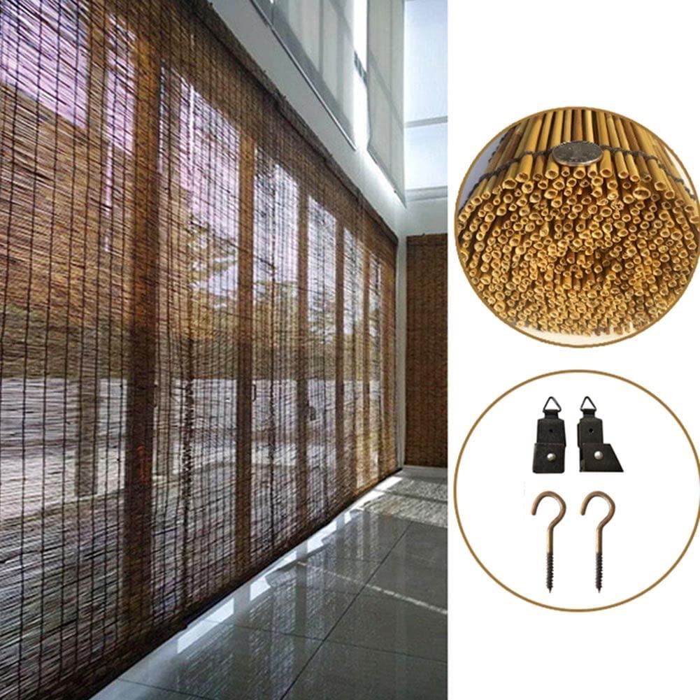 HomeLoft Basics Blackout Bamboo Blinds Privacy Roller Shades Sunshade Reed Shades Patio Blinds Translucent Windproof (Size : 74" Wide x 84" High)