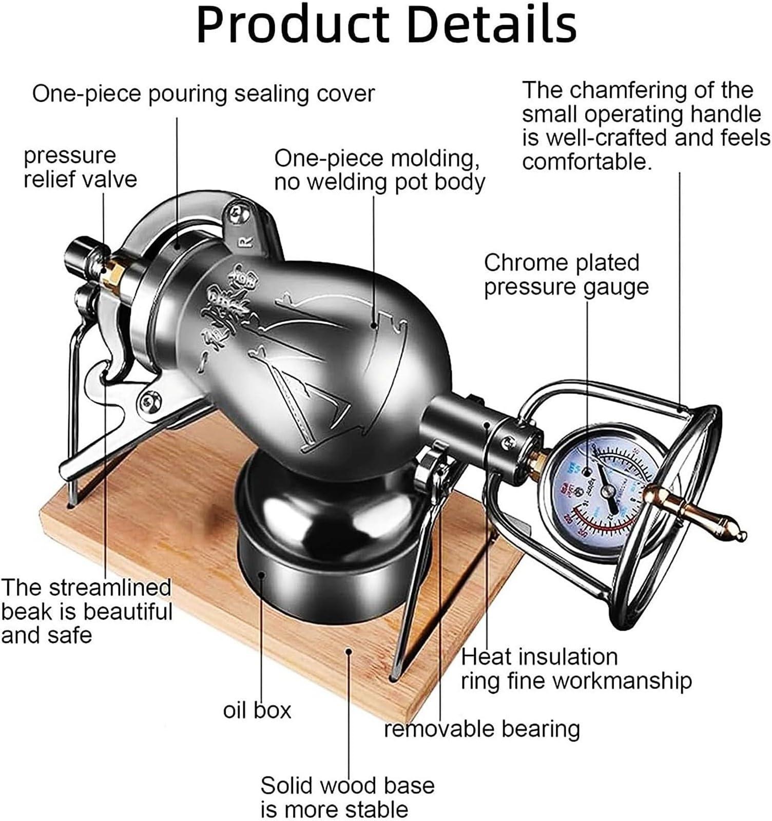 Hebralytic Hand Popcorn Machine, High Pressure Popcorn Maker, Chinese Traditional Old-Fashioned Popcorn Poppers, Stainless Steel Mini Popcorn Cannon Popcorn Pot(360ML)