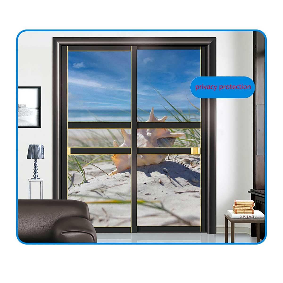 GEBILIUSHI Frosted Window Privacy Film Blackout Static Cling Removable Window Film Sun Blocking Anti UV Glass Film for Home Sliding Door Sea Animals 35.4Wx78.7L-inch x2 Pcs