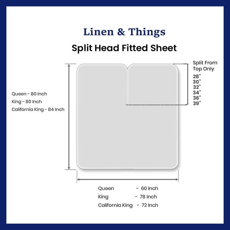 SmartSF Split Top California King Bed Sheet Set with 32" Split from The Split Head - 800TC Split Head Flex Top 15" Deep Pocket (Black Solid, Top Split Cal-King)