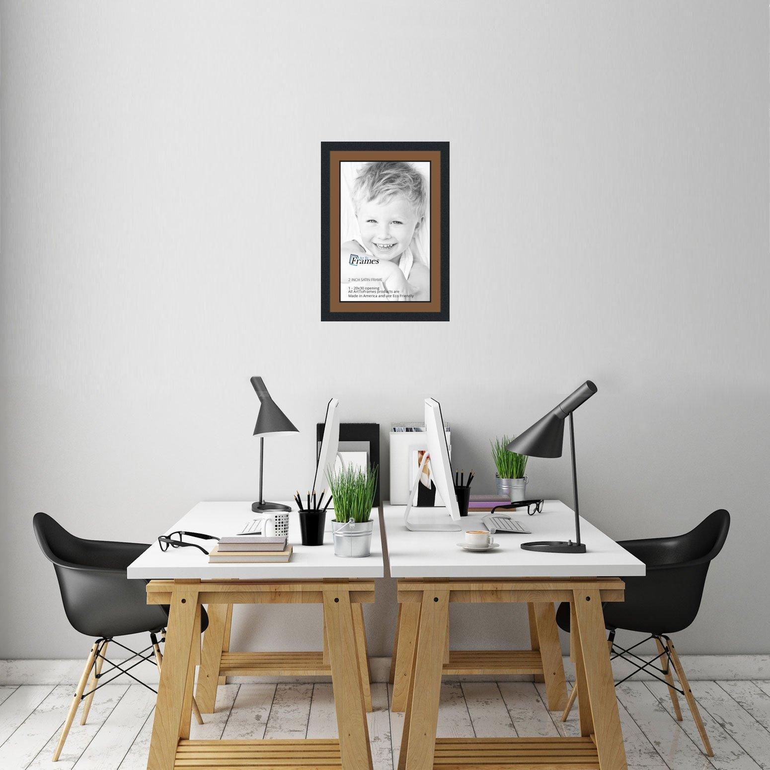 ArtToFrames 20x30 / 20 x 30 Picture Frame Satin Black .. 2'' Wide with a 2'' Double mat