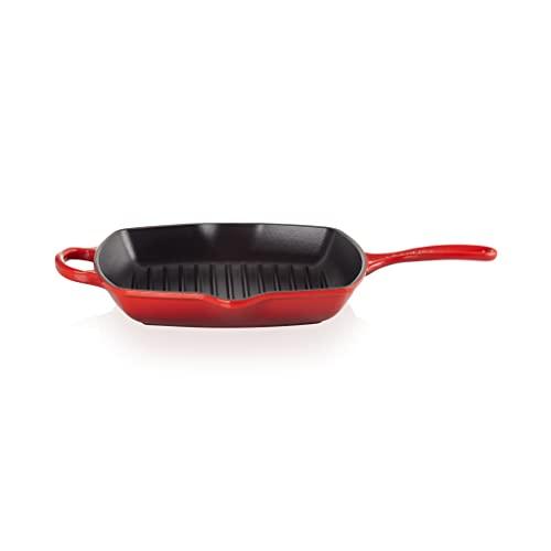 Le Creuset Le Creuset Enameled Cast Iron Signature Square Skillet Grill, 10.25", Cerise