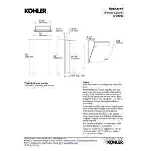 Kohler KOHLER Verdera 15 in. W x 30 in. H Recessed Medicine Cabinet in Anodized Aluminum