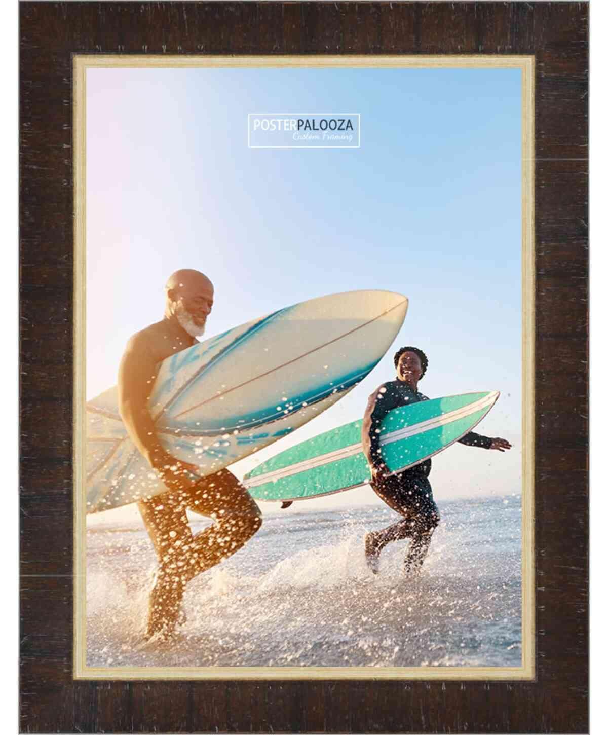 Poster Palooza Poster Palooza 24x17 Contemporary Walnut Complete Wood Picture Frame with UV Acrylic Plexiglass, Foam Board Backing & Hardware Included