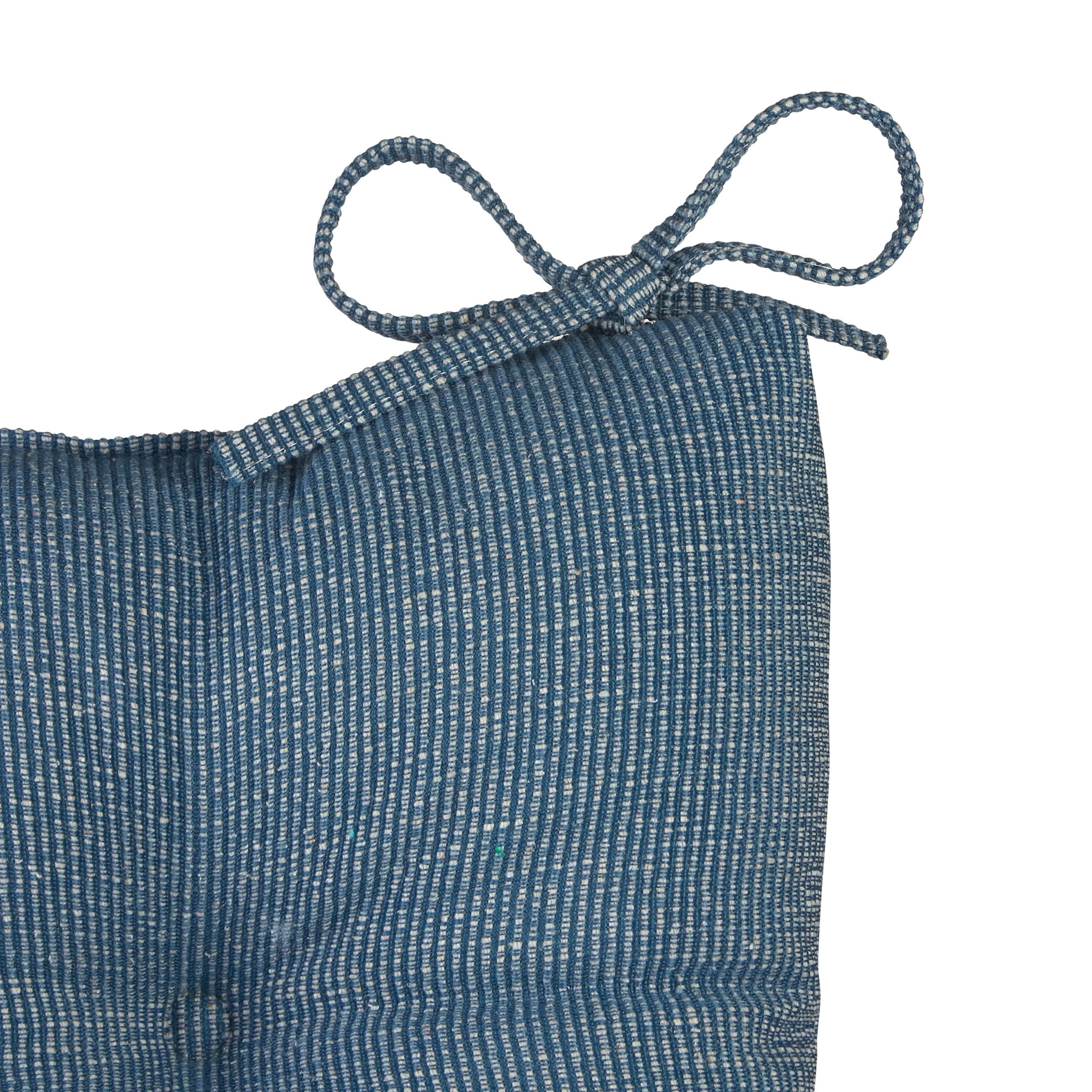 Klear Vu Klear Vu Omega Non-Slip Rocking Chair Cushion Set with Thick Padding and Tufted Design, Includes Seat Pad & Back Pillow with Ties for Living Room Rocker, 17x17 Inches, 2 Piece Set, Blue