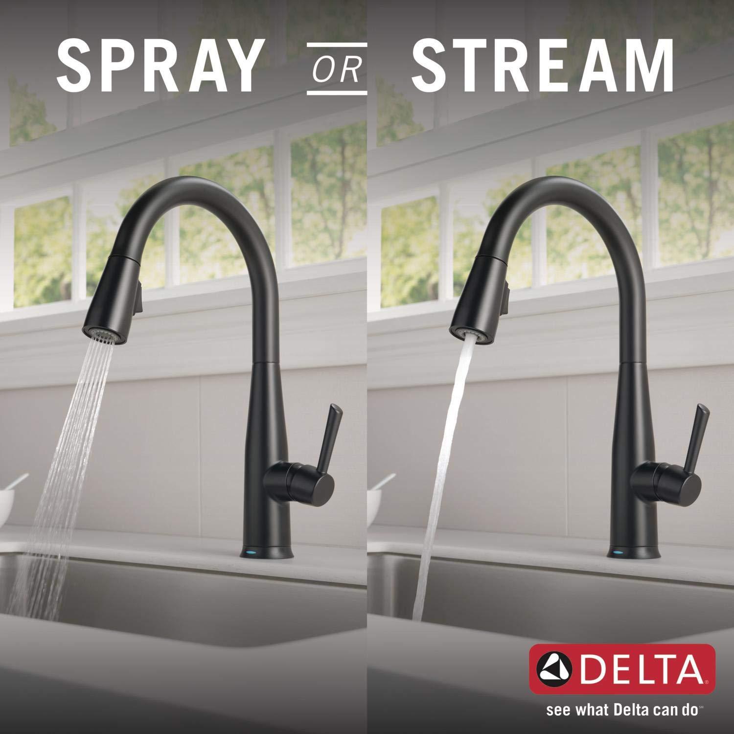 DELTA FAUCET Delta Faucet Essa Touch Kitchen Faucet, Matte Black Kitchen Faucet with Pull Down Sprayer, Kitchen Sink Faucet, Touch Faucet for Kitchen Sink, Touch2O Technology, Matte Black 9113T-BL-DST
