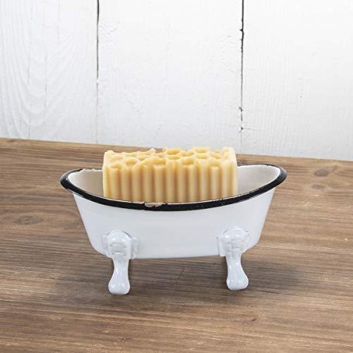 Foreside Home and Garden Foreside Home & Garden Black Rim White Enamel Bathtub Soap Dish