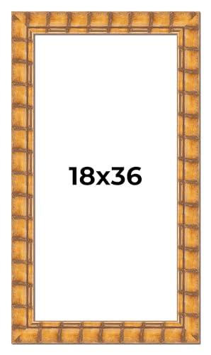 CustomPictureFrames.com 18x36 Frame Bamboo Natural Wood Beige Solid Wood Picture Frame | 3 Inch Moulding Width | Picture Frame Complete with UV Acrylic Plexiglass, Foam Board Backing & Hanging Hardware