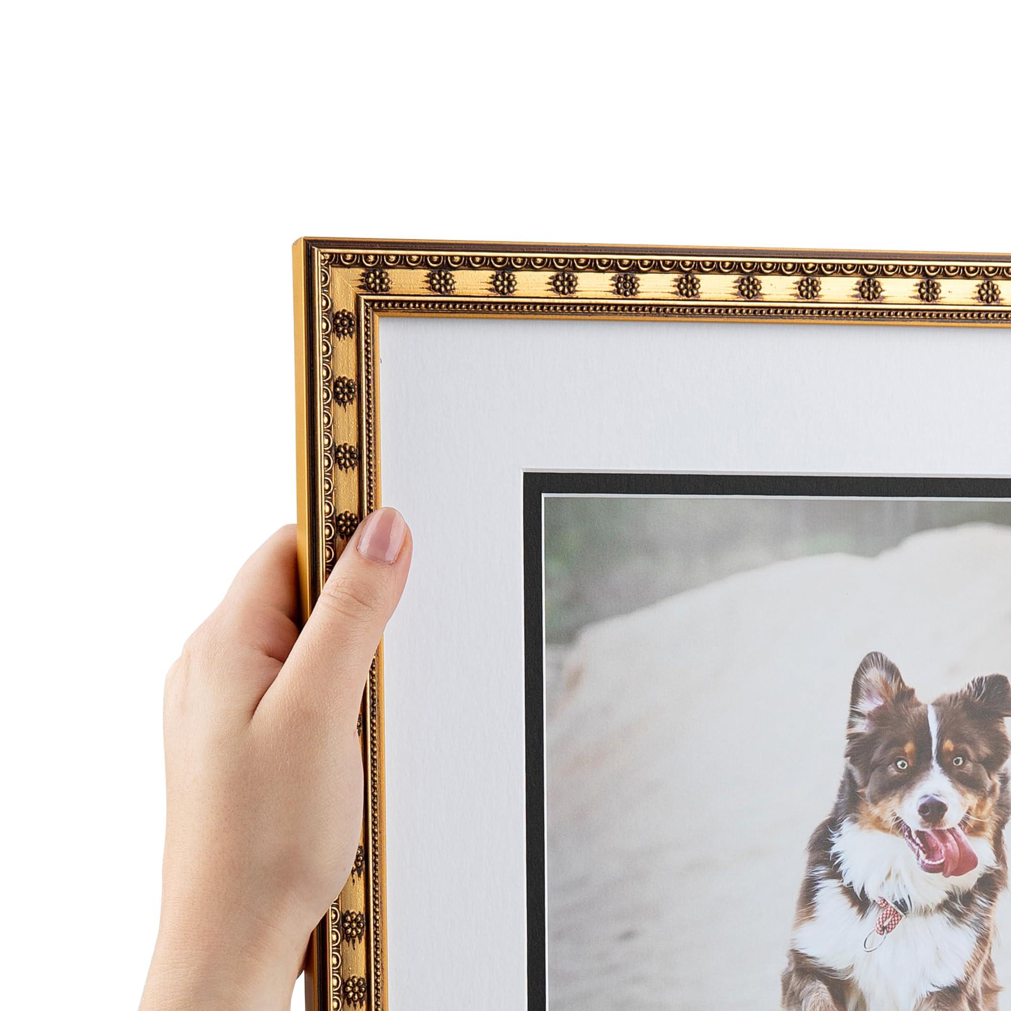 ArtToFrames ArtToFrames 16x20 inch Gold with Star Compo Picture Frame with 2 Inch Single Cognac Mat, SingleMat-D9329-16x20-766