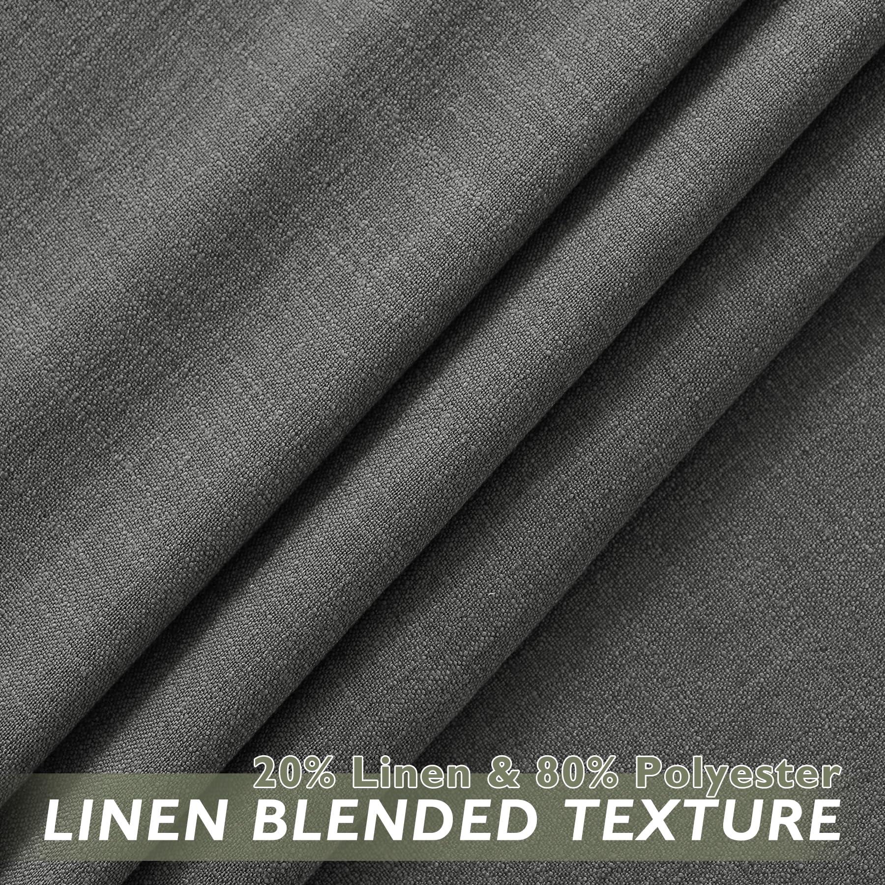 Fcosie Fcosie Dark Grey Natural Linen Extra Long Curtain with Grommets Top, Floor to Ceiling Curtains 108 Inches Long for 2 Story House, Tall Window, High Ceiling, 1 Panel, 100" Width by 108" Length