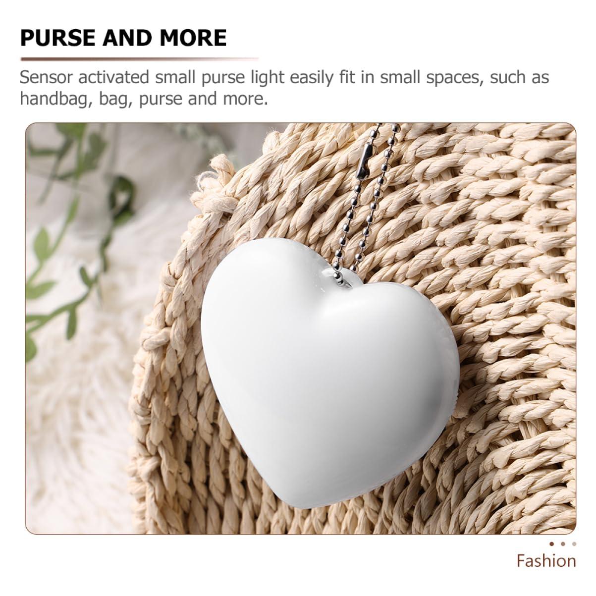 HOLIDYOYO HOLIDYOYO 3 Pcs Sensor Night Ladies Handbags with Automatic Sensor Mini Heart Purse Light for Bag at Night Button Battery White