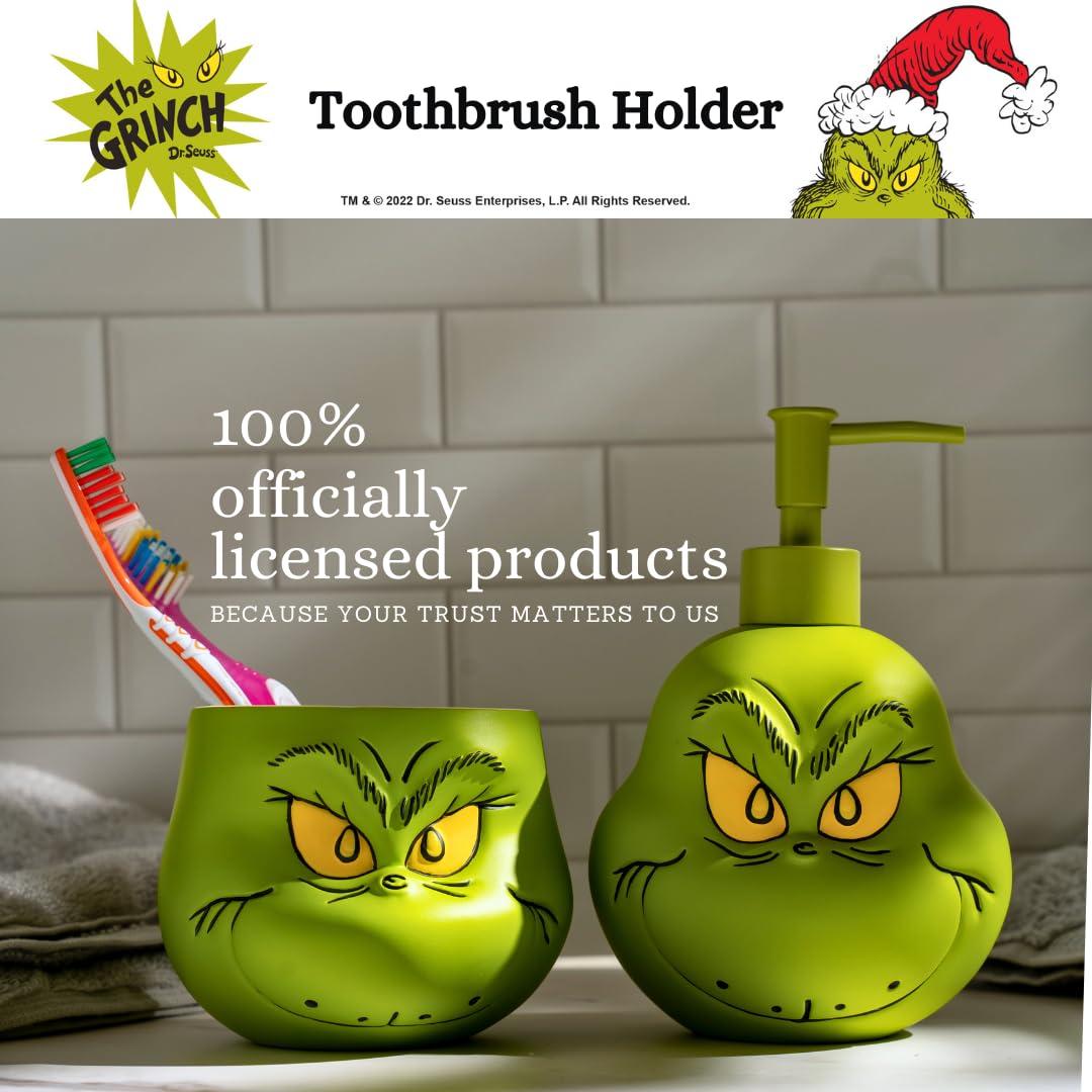 Franco Collectibles Dr. Seuss\' The Grinch Holiday Christmas Toothbrush Holder - Makeup Brushes/Pens Tumbler, (Officially Licensed Product) by Franco