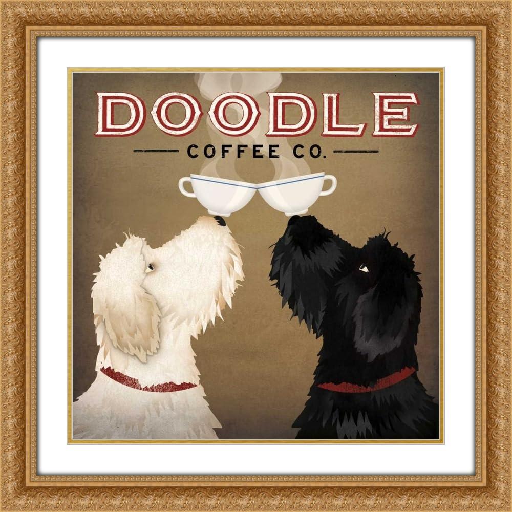 ArtDirect Fowler, Ryan 20x20 Gold Ornate Frame and Double Matted Museum Art Print Titled Doodle Coffee Double IV