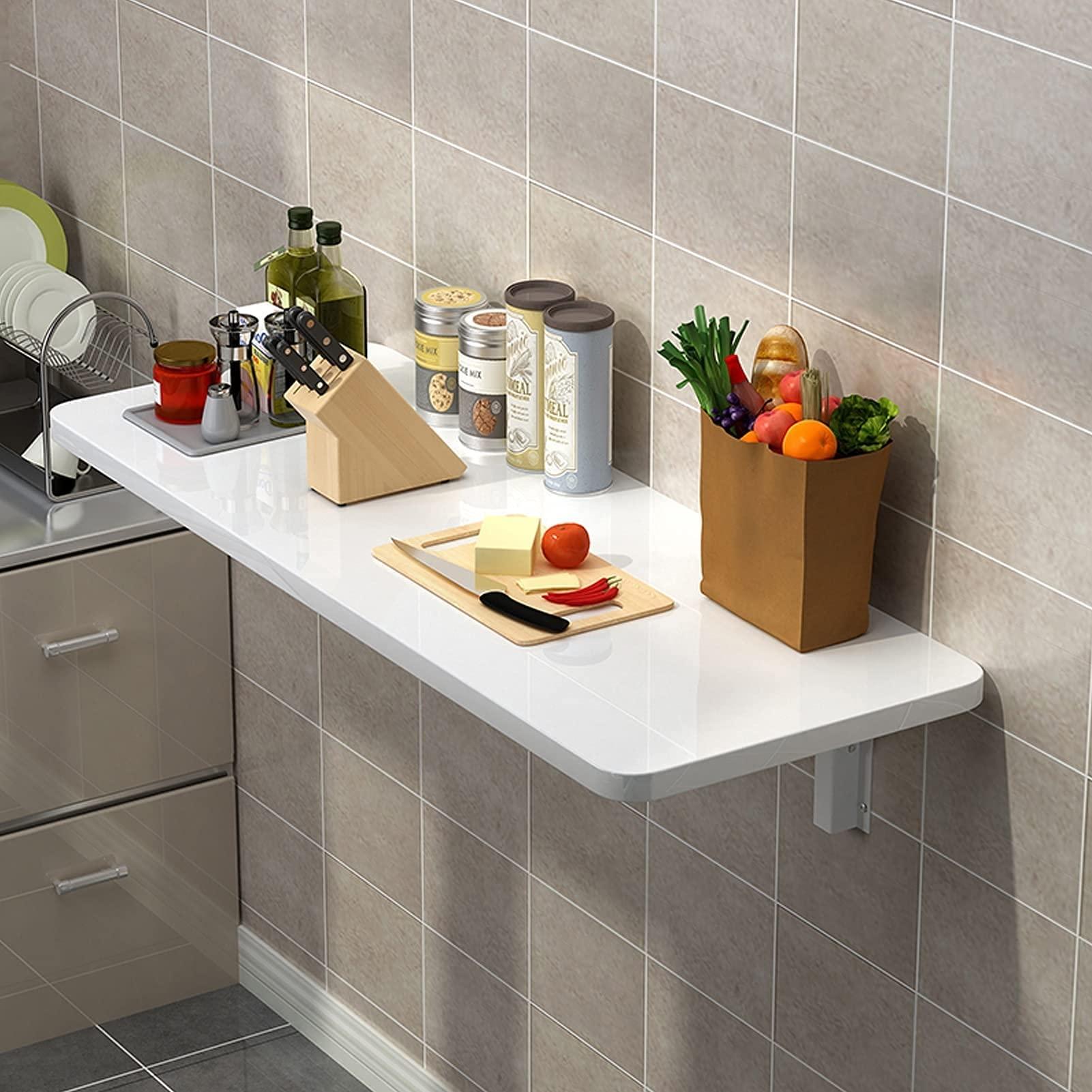 LZXH LZXH Wall-Mounted Table White Folding Table Computer Desk Wooden Foldable Wall Table for Kitchen Dining Table Small Space Saving Multi-Size Optional Fold-Down Desk (Size:10040cm) Folding Desk