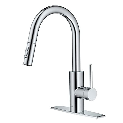 Kraus KRAUS Oletto Single Handle Pull Down Kitchen Faucet with QuickDock Top Mount Installation Assembly in Chrome, KPF-2620CH