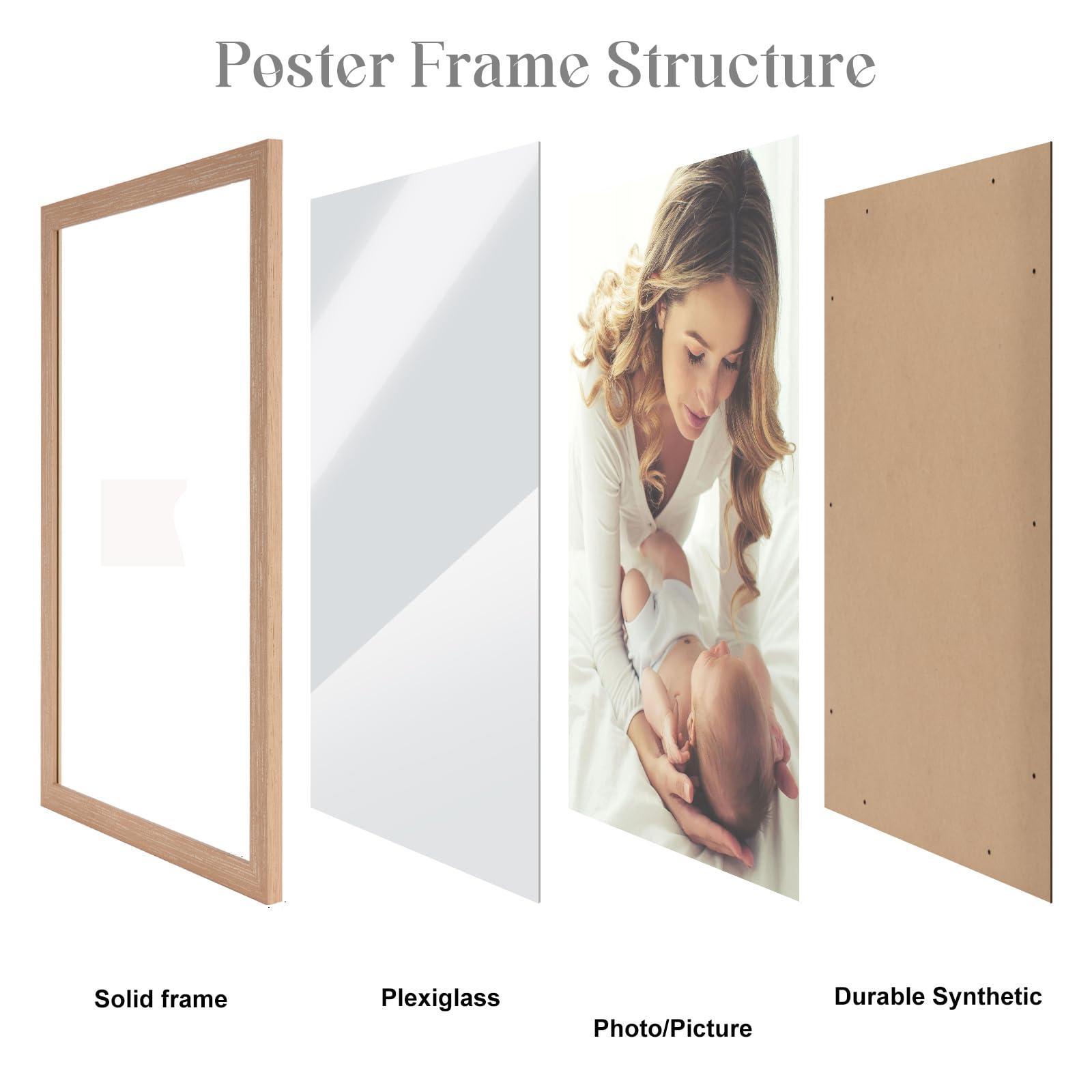 JDZIVTOP 11x15 Frame Natural Woodgrain,Rustic 15x11 Picture Frame Beige, Art Pic Hanging Poster Frame, 11 by 15 Gallery Family Concert Portrait Photo Frame Anniversary/Birthday/Wedding/Thank you/Christmas Gift