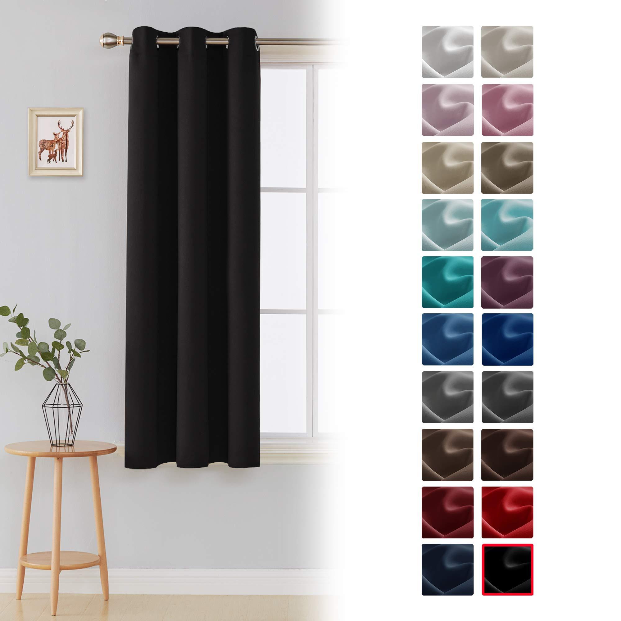 LITTLE BIRD LITTLE BIRD Blackout Grommet Curtains and Drapes for Bedroom - Living Room -Hall-Apportment-Office Black,(Wide 84 Inch by 108 Inch Long-1 Panel)