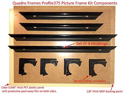 Quadro Frames Quadro Frames 8.5x8.5 inch Picture Frame, Black, Style P375-3/8 inch Wide Molding, Box of 2
