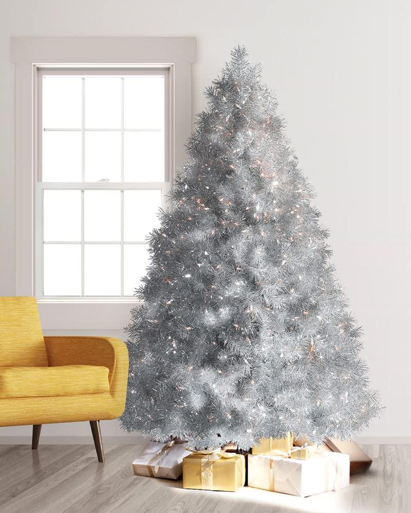 Treetopia Treetopia Silver Unlit Artificial Christmas Tree | Silver Stardust Tinsel - 6 Ft | Includes Premium Silver Tree Stand and 981 Individually Crafted Branch Tips