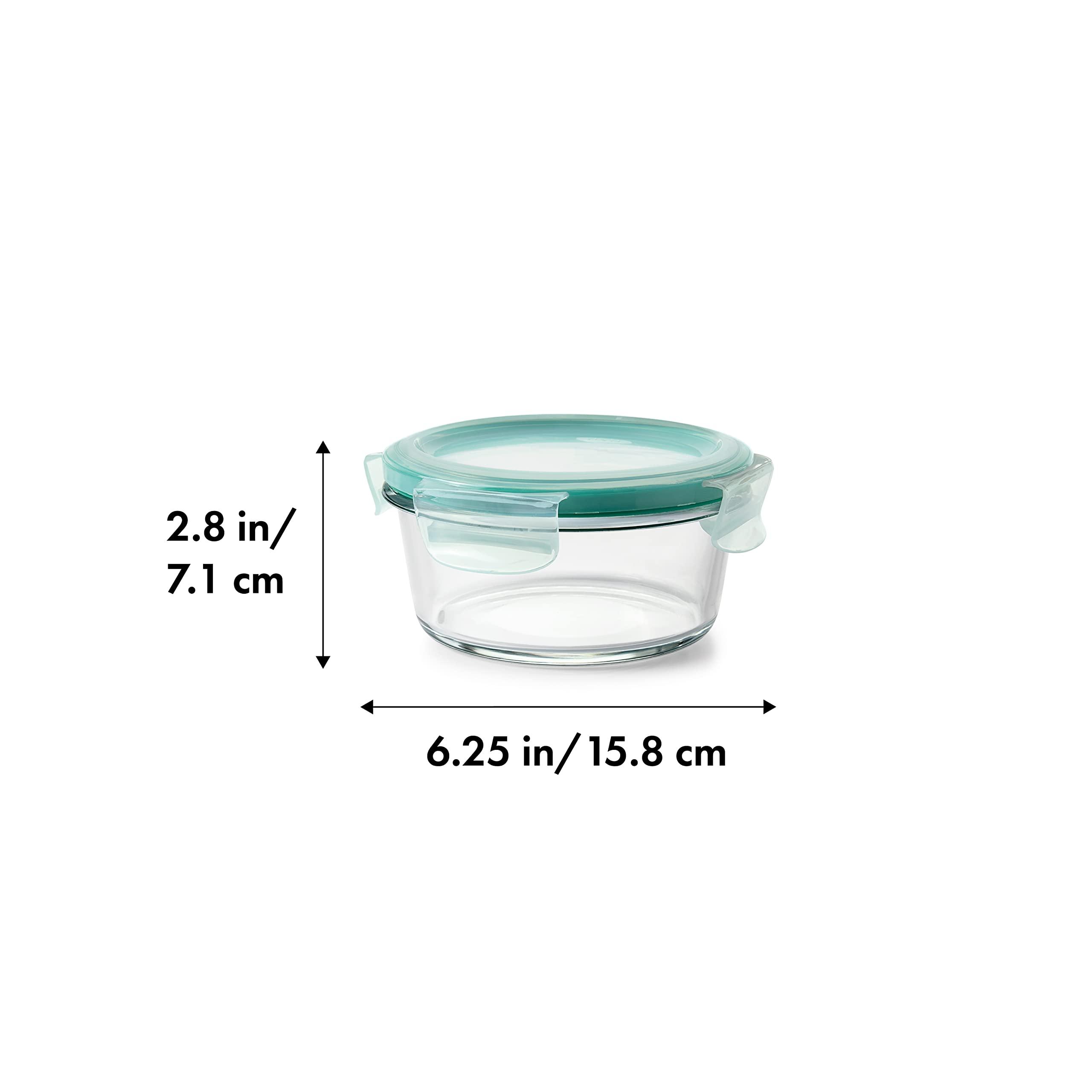 OXO OXO Good Grips 2 Cup Smart Seal Glass Round Food Storage Container, Clear, 1 Count (Pack of 1)