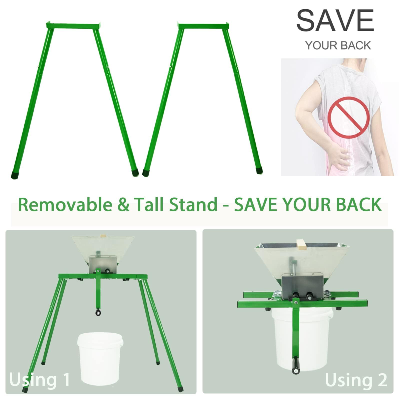 EJWOX Heavy-duty Cross-beam Stainless Steel Fruit and Wine Press and Fruit and Apple Crusher with Stand