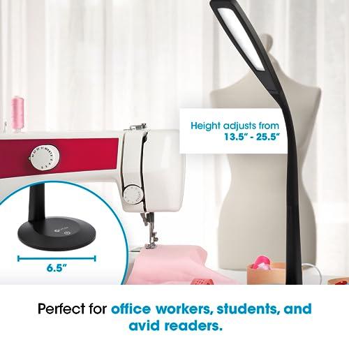 OttLite OttLite LED Desk Lamp with Flexible Neck (Black) - Slim Desk Lamp with 3 Brightness Settings & Touch Activated Controls - Energy-Efficient Natural Daylight LEDs for Home Office, Desk, & Dorms