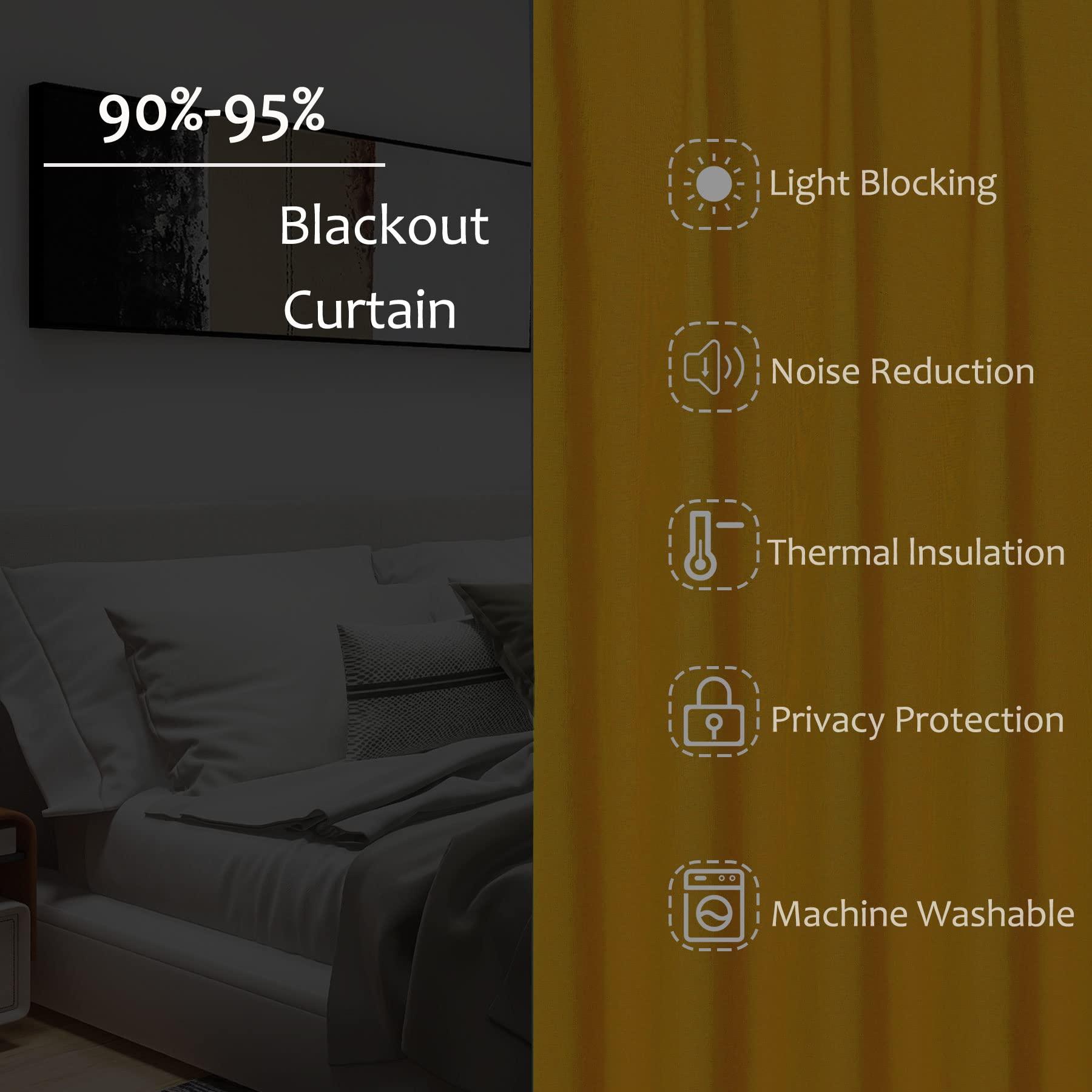 Macochico Macochico Linen Blackout Curtains Noise Reducing Curtains Pinch Pleated Curtains, for Living Room Bedroom Meeting Room Club Theater Patio Door, Fine Linen Curtains (52 W x 72 L Inch Orange)