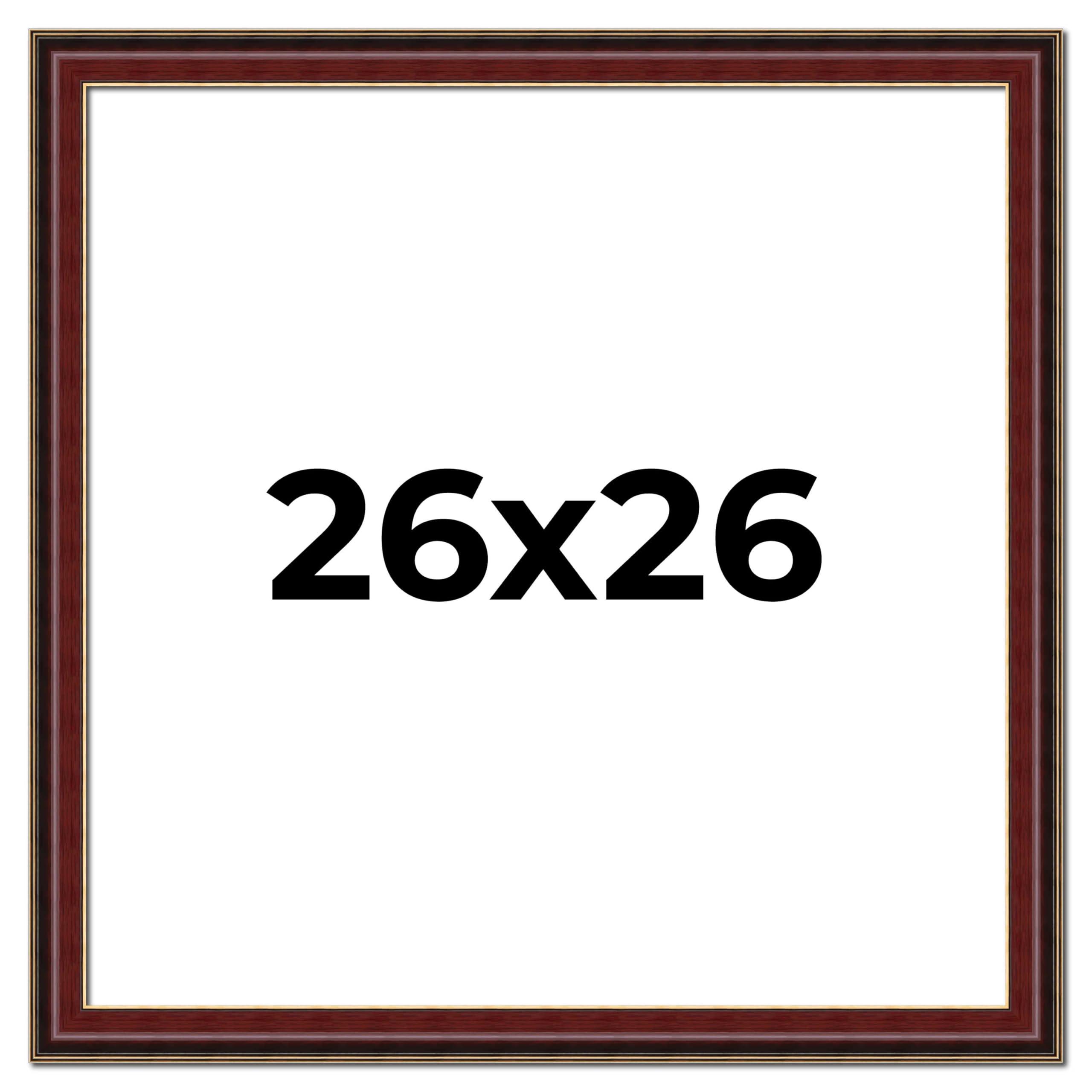CustomPictureFrames.com 26x26 Frame Mahogany Brown with Gold Trim | Solid Wood Picture Frame Width 1.5 Inches | Interior Depth 0.5 Inches | Charles Executive Frame with UV Acrylic, Foam Board Backing & Hanging Hardware