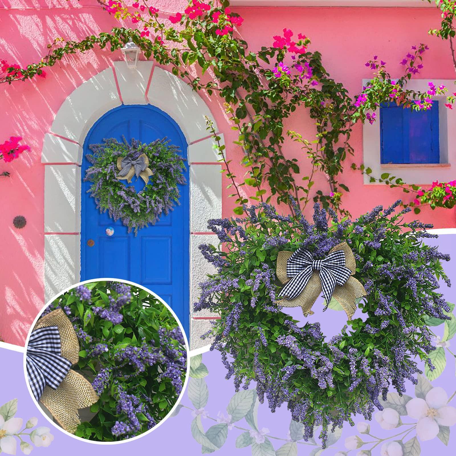 Wreaths Valentines Door Wreath, Valentine\'s Day Garland Purple Porch Gifts Handmade School Ribbon Burlap Outdoor Heart Shaped Spring Party Supplies Lights