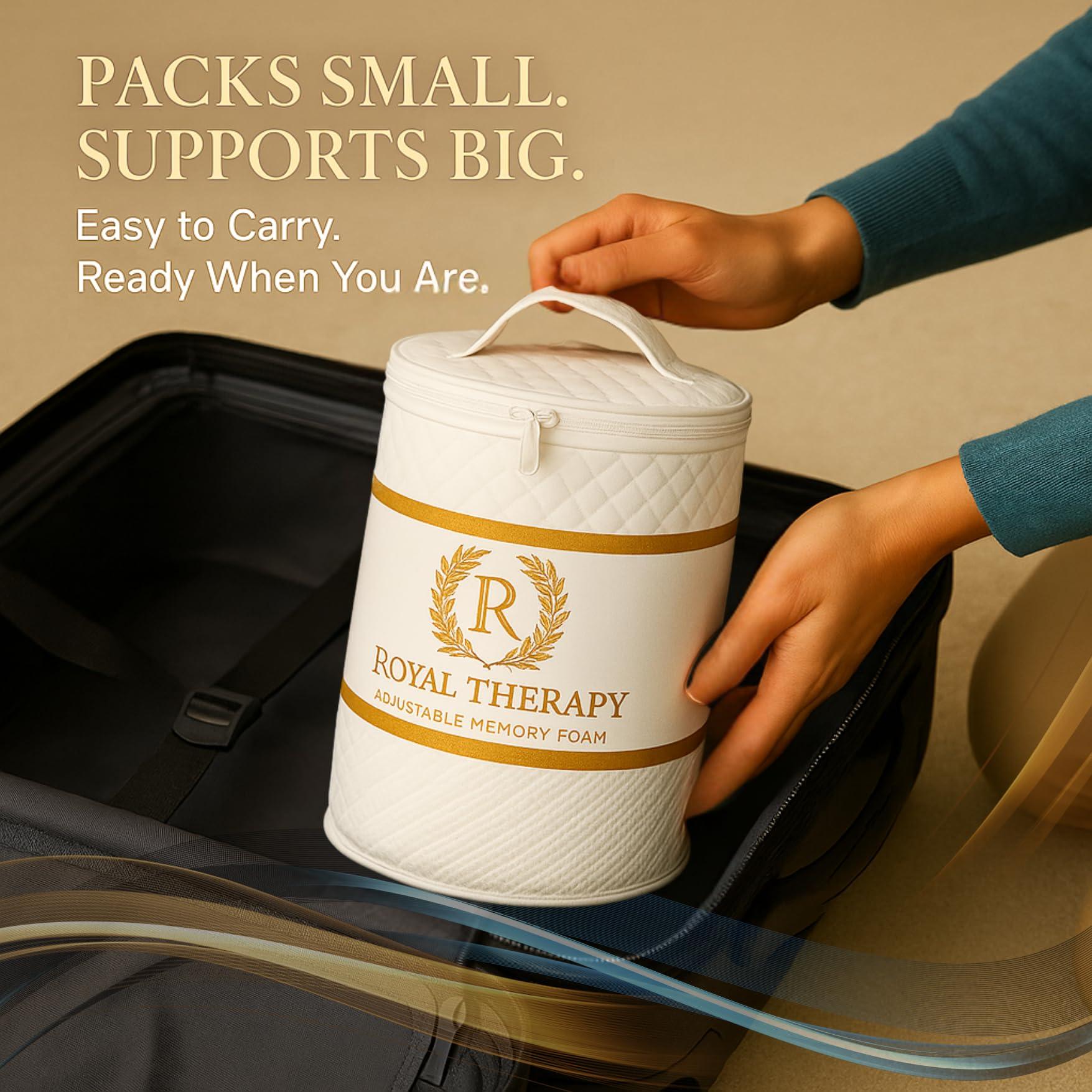 Royal Therapy Royal Therapy Travel Memory Foam Pillow, Camping Pillow, Cervical Pillow for Neck Pain, Contour Pillow, Pillow for Neck and Shoulder Pain, Neck Pain Pillow