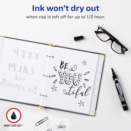 AVERY AVERY Marks-A-Lot Permanent Markers, Large Desk-Style Size, Chisel Tip, Water and Wear Resistant, 12 Black Markers (98028)