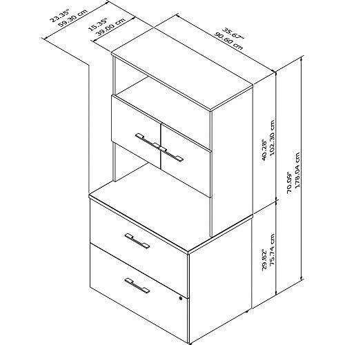 Bush Furniture Bush Business Furniture Office 500 2 Drawer Lateral File Cabinet with Hutch, 36W, Modern Hickory
