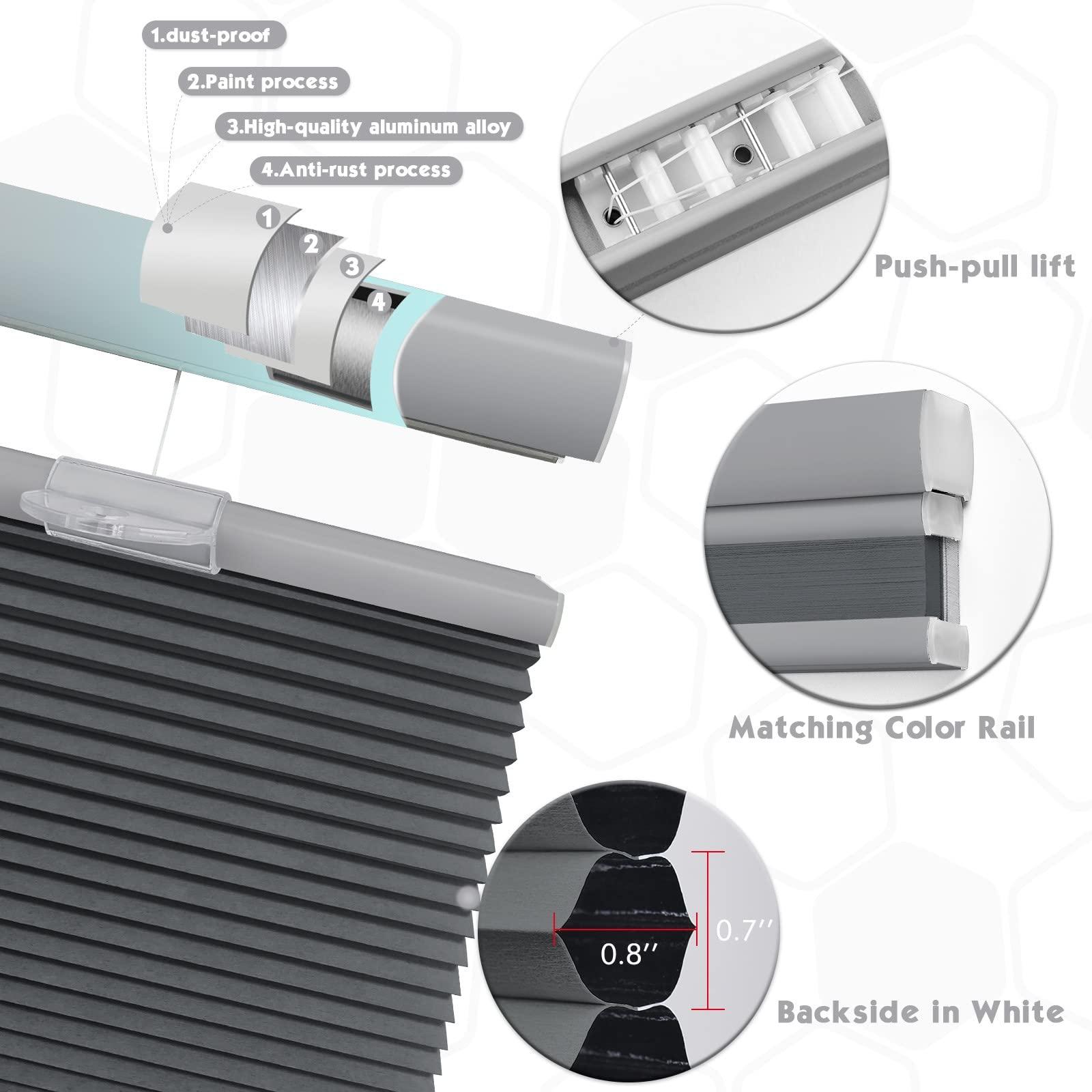 Keego Keego Top Down Bottom Up Window Blinds Cordless Blackout Blinds for Windows-Custom Cut to Size Noise Cancelling Window Blinds & Shades for Home Kitchen Bedroom Office (Navy, 24" W x 56" H)