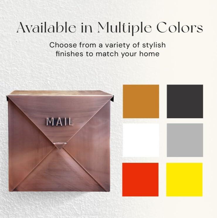 NACH NACH Mailboxes for Outside Wall Mount, 10 x 10 x 4 inch Antique Copper Mail Boxes for House Outside, Waterproof Mailboxes for Outside - Chicago Style Mail Box