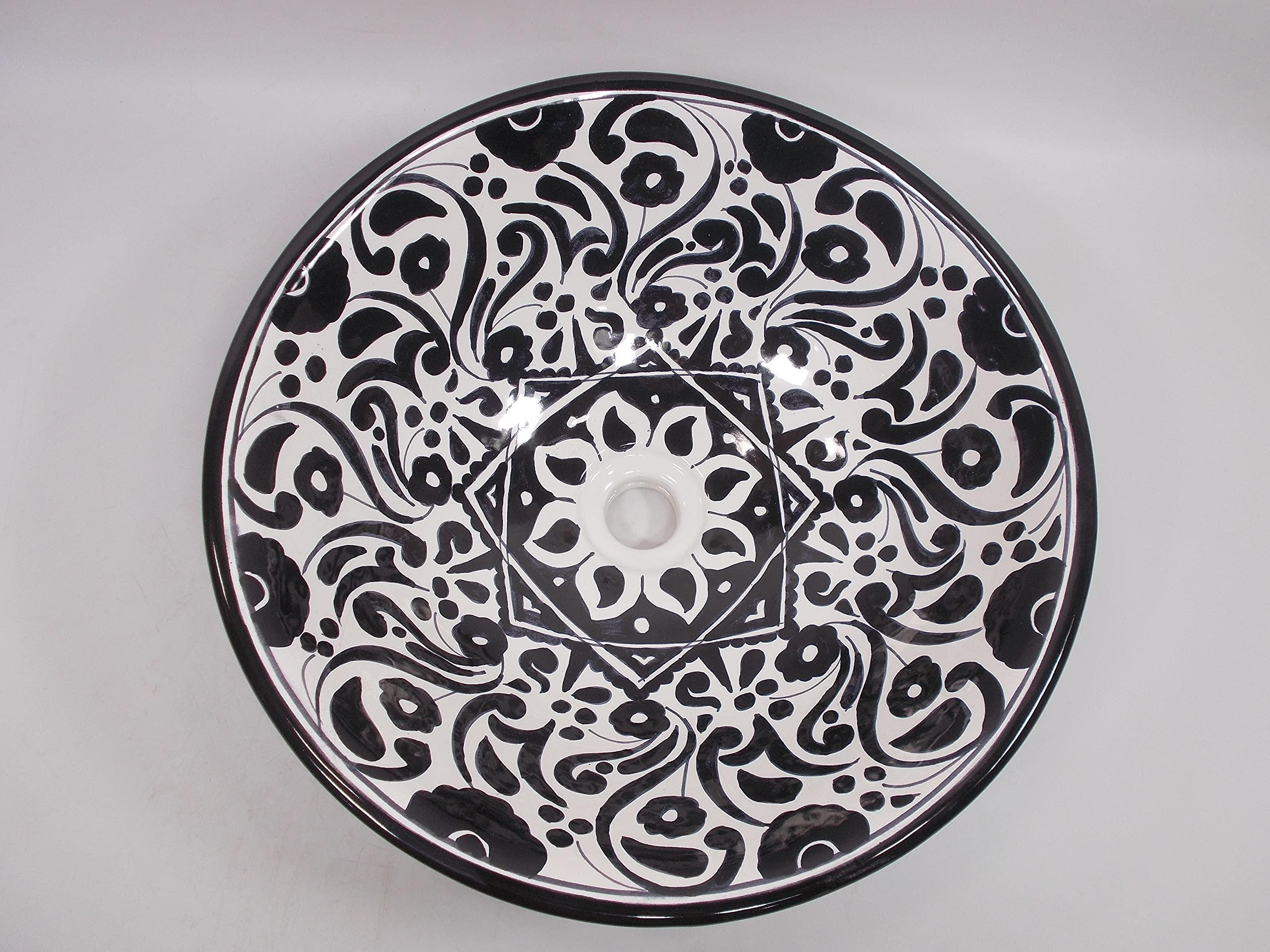 Generic 16\" ROUND TALAVERA SINK ceramic bathroom vessel sink, mexican handmade folk art