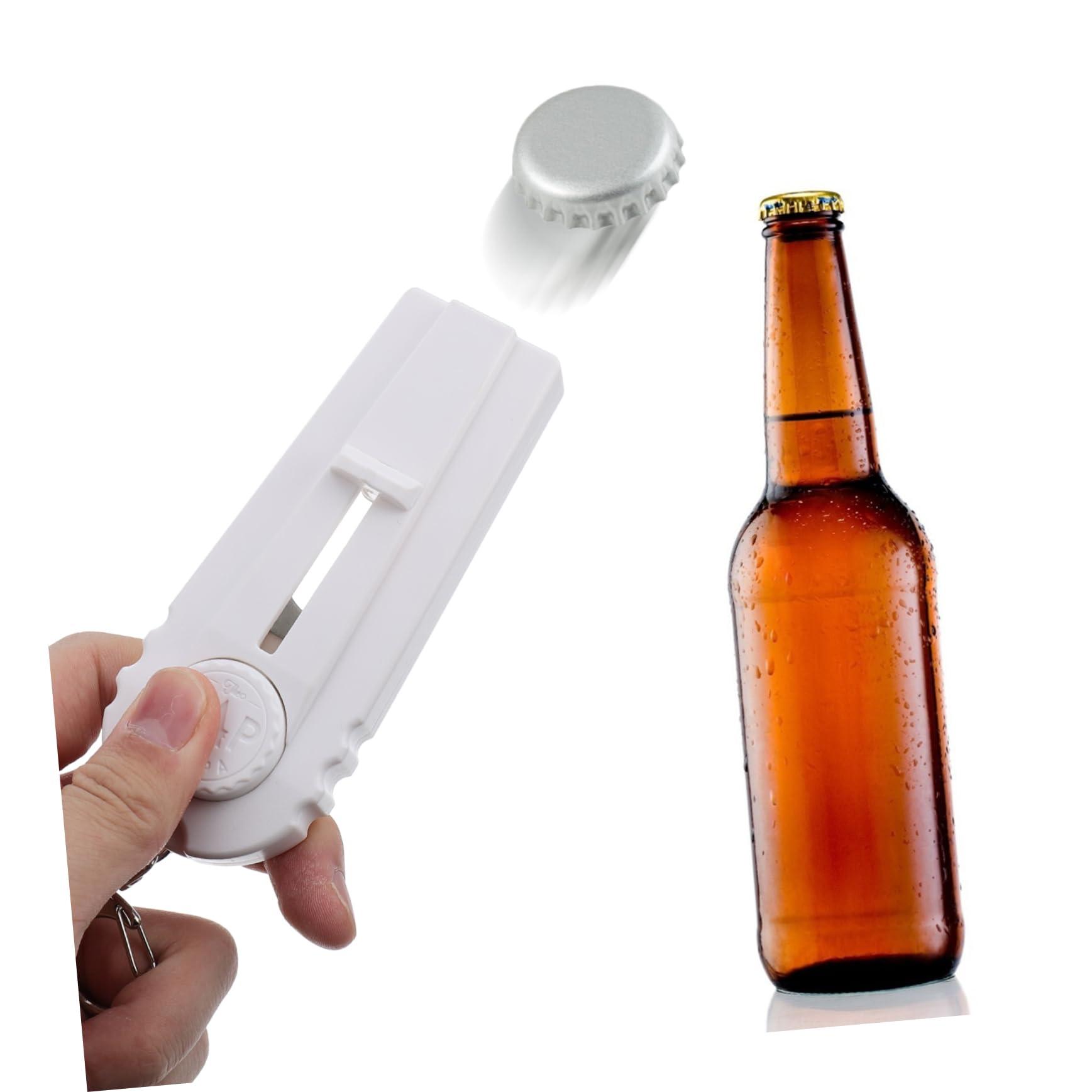 Hemoton Hemoton Bottle Opener Bottle Cap Launcher Bottle Lid Remover Wine Opener Keychain Bottle Cap Opener Automatic Wine Opener Beer Cap Shooter Zappa Drink Bottle Household Iron Travel White