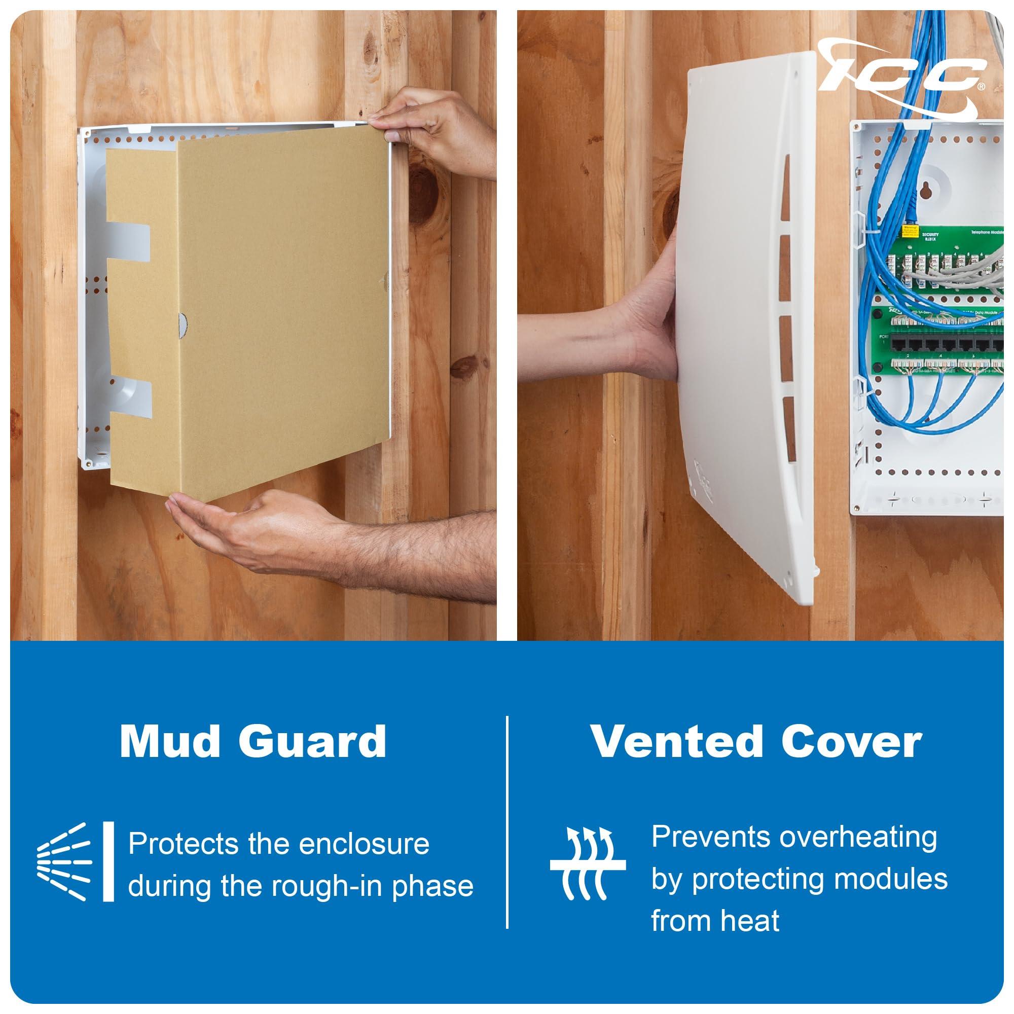 ICC ICC 14 Plastic Structured Wiring Enclosure, Media Enclosure with Cable Wall Cover, Cable Management Box for Distribution of Networking Services, UL Listed TAA Compliant, ICRESDP14E