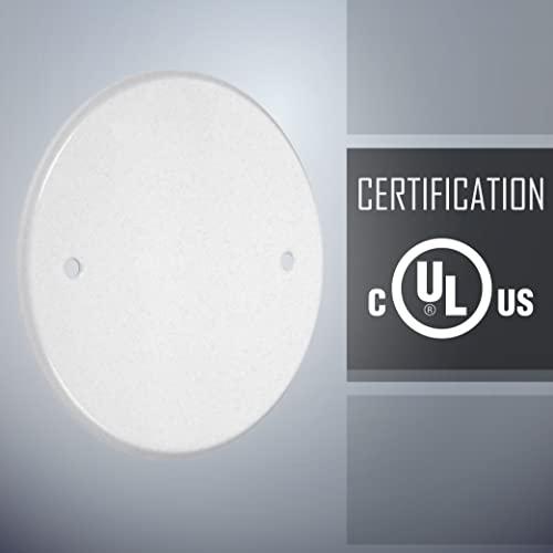 TayMac TayMac LPB3400 Flat Round Blank Plate Metallic 5 4-Inch. Box Mount, White Finish