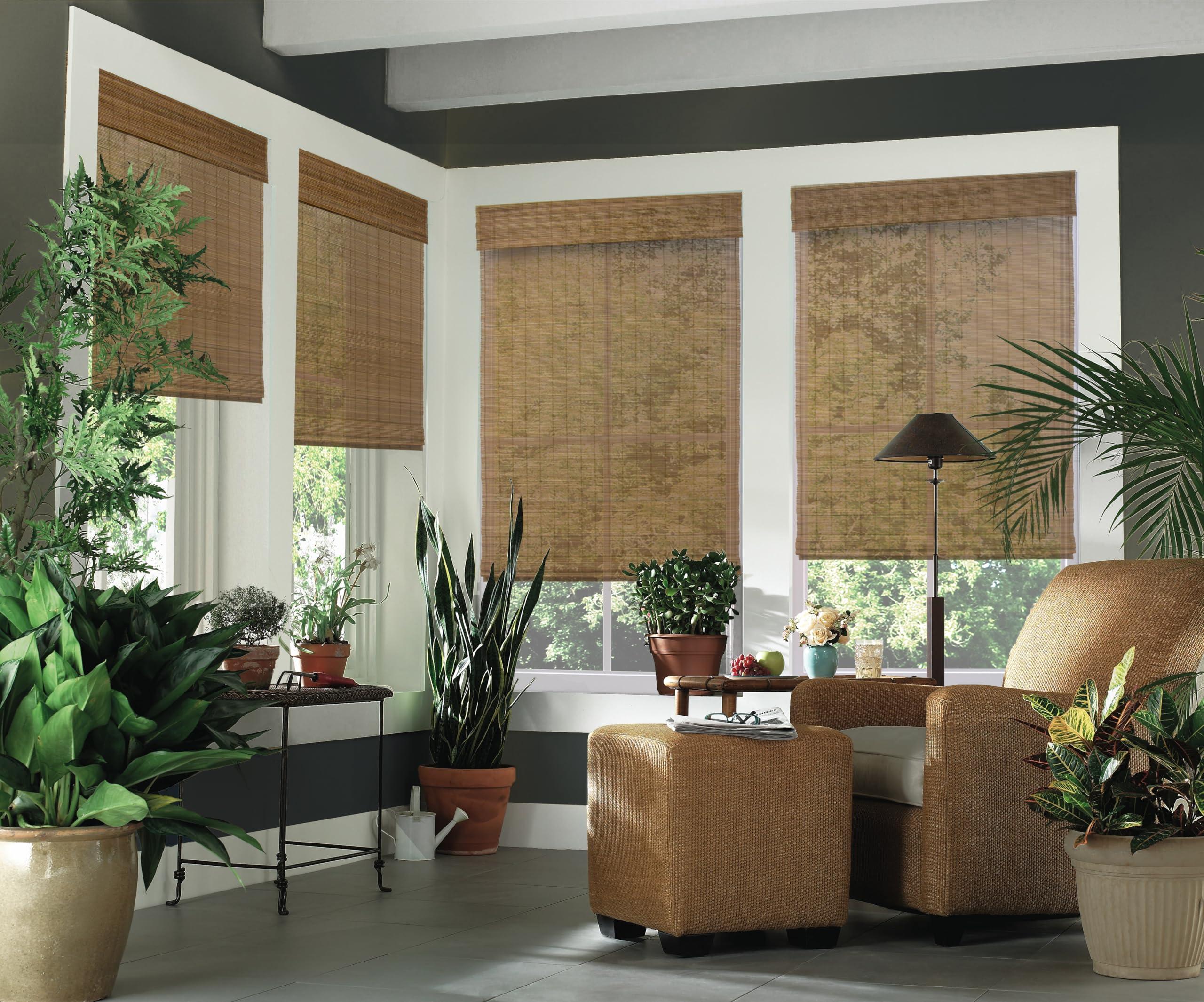 Windowsandgarden Cordless Woven Wood Roman Shades, 65W x 48H, Bayhead Natural, Sizes 20-72 Wide and 24-72 High